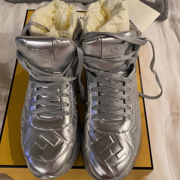Fendi brand new silver hi-tops in box. - Picture 1 of 4